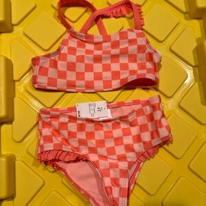 Cat & Jack Pink Checkered Kids Bikini